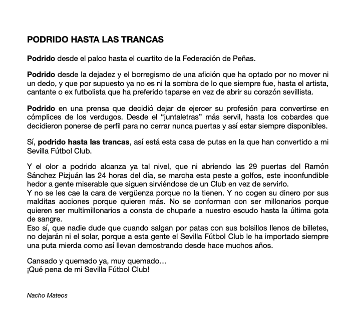 NachoMateosSFC's tweet photo. PODRIDO HASTA LAS TRANCAS.
#SevillaFC https://t.co/D0PvSmiA9X