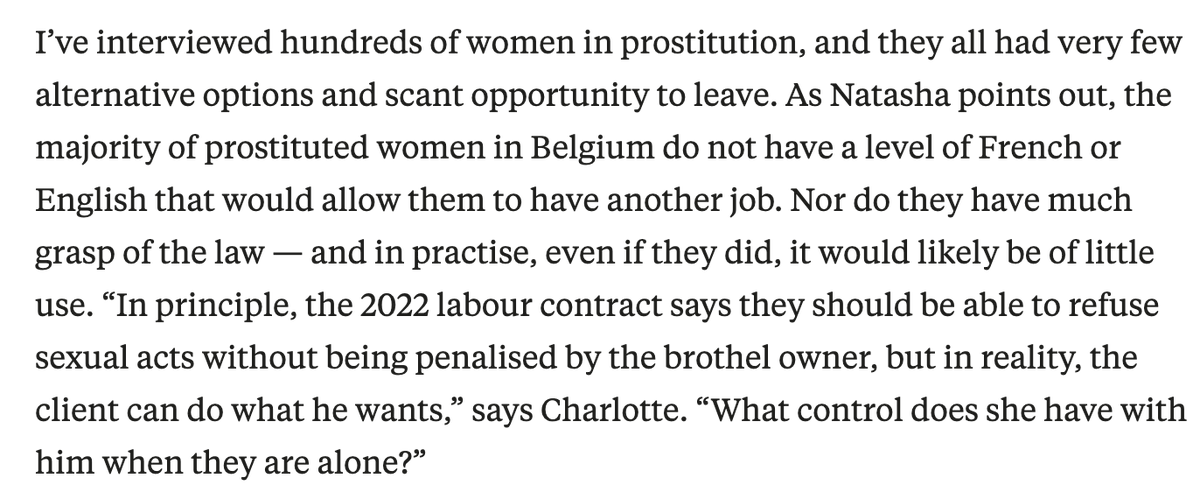 Docstockk's tweet photo. The commodification and dehumanisation of impoverished women, given a veneer of respectability by the charade of "labour contracts". As always @bindelj is on the case, this time in Belgium. https://t.co/A12ygTTvT3 https://t.co/TLPaAhNvfH