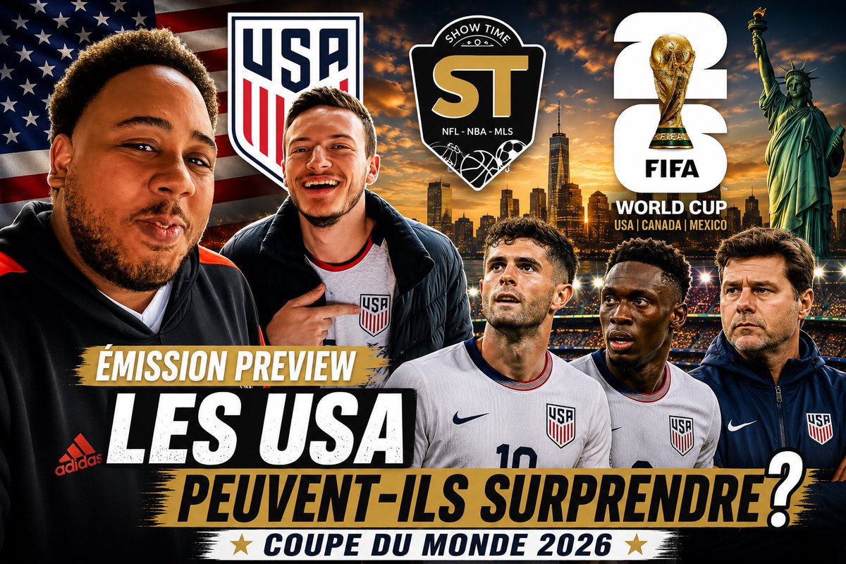 Show_TimeFr's tweet photo. La Coupe du Monde 2026 démarre enfin sur Showtime ! 
Retrouvez la preview de la sélection des Etats-Unis en vidéo sur YouTube 

https://t.co/5EK2PGjVgY https://t.co/rtTrmMFU7F