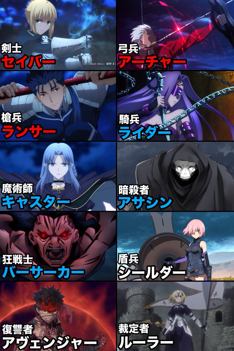 akutan_bot's tweet photo. Fateシリーズの英霊のクラスまとめてみた
(1/2)
#Fate #FGO https://t.co/QCUHnFSOCT
