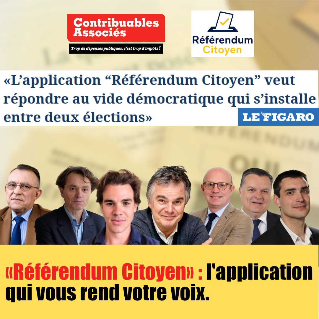 contribuables's tweet photo. 🗳️ Entre deux élections, les Français n'ont pratiquement pas voix au chapitre.

🚨 Référendum Citoyen, lancé par Alexandre Jardin et soutenu par Contribuables Associés, propose :

✅ Une personne = une voix
✅ Vote anonyme
✅ Résultats vérifiables

🚀 Consultation soutenue par Contribuables Associés : supprimer les CEE pour faire baisser les prix de l'énergie et des carburants.

Trois autres consultations sont également ouvertes :
• les aides publiques à l'éolien et au solaire ;
• la réforme du système de santé ;
• l'avenir des ZFE.

📱 https://t.co/poJBiRk5jO

✒️ Tribune dans @Le_Figaro signée par Andre Merlin, @fredericbizard, @RobJardin, @AlexandreJardin, @bperrincontrib, @laurentjaoul et @alexis_roussel.

🗞️Découvrez notre tribune ici : https://t.co/lGQAnRq9mP

#ReferendumCitoyen #Democratie #PouvoirDAchat