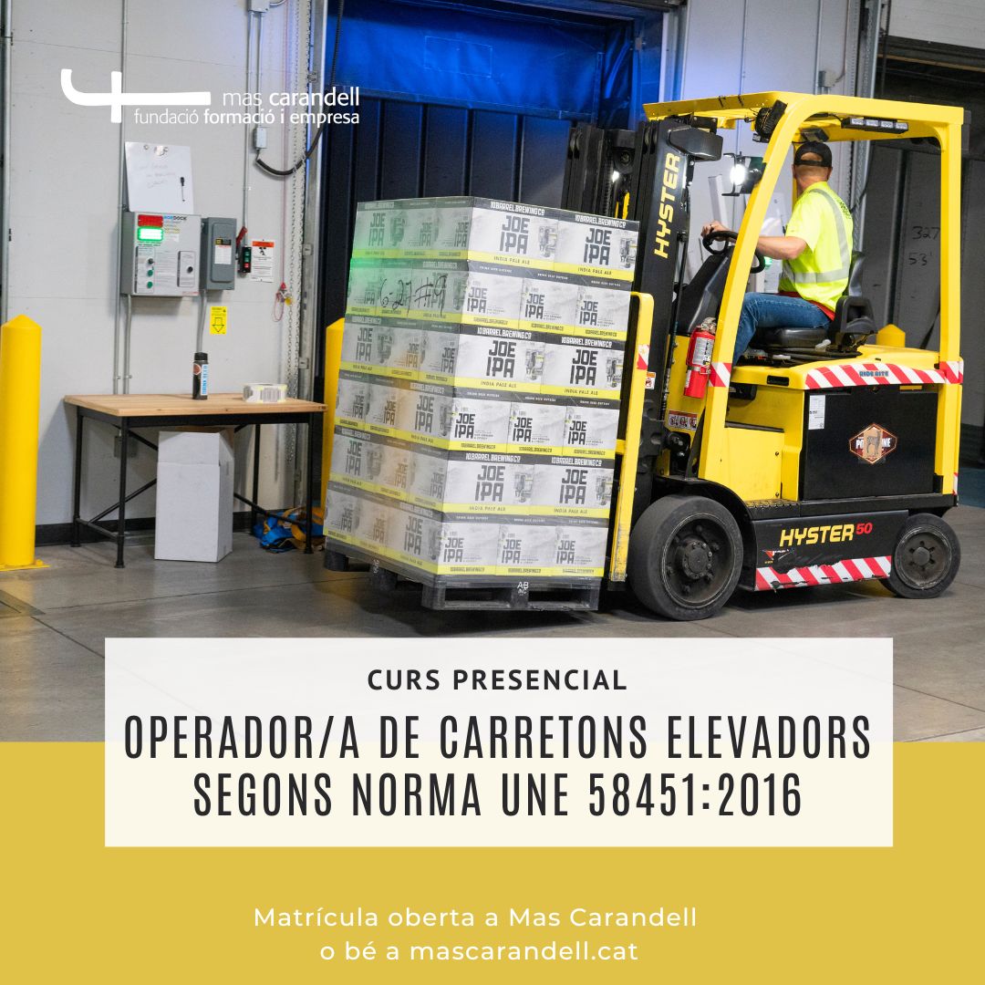Mas_Carandell's tweet photo. 📌 Curs presencial d'Operador/a de #carretons elevadors segons norma UNE 58451:2016. Inclou jornada pràctica
🎓 #Acreditació oficial
➡️ Per a majors de 18 anys
🔎 Info i matrícula a 🔗 https://t.co/XifZfGi8XY
#MasCarandell #formació #logística #carnet #ODS4 https://t.co/kEQRnDEJNo