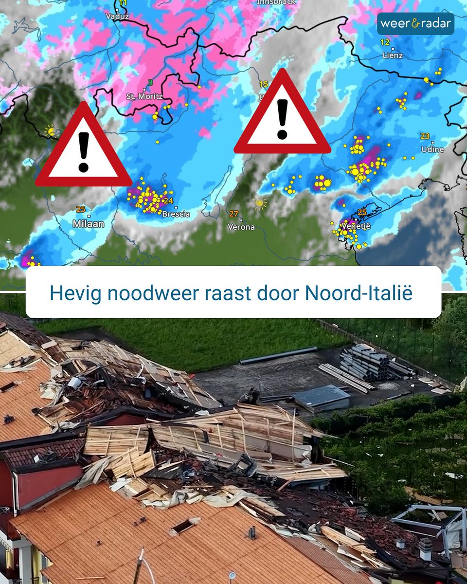 weerenradar_be's tweet photo. Hevige onweersbuien (supercellen) hebben woensdag een spoor van vernieling achtergelaten in de Povlakte in Noord-Italië.⛈️ Lees meer: https://t.co/s36qt0QOZh
#supercel #onweer #NoordItalië #weernieuws #noodweer https://t.co/yOkx7H8JE8