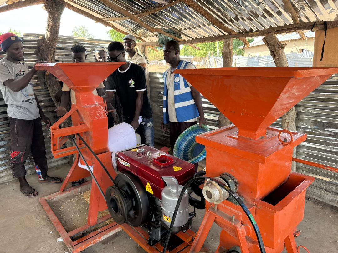 HFI1995's tweet photo. In the village of Kerewan Demba in the CRR region of #Gambia, HF has deployed a crop milling machine to help 4 villages process rice, maize, millet, sorghum and cassava. 

The machine supports 1,000 villagers thanks to support from @HumanityFirstUK https://t.co/VtzypT5e10