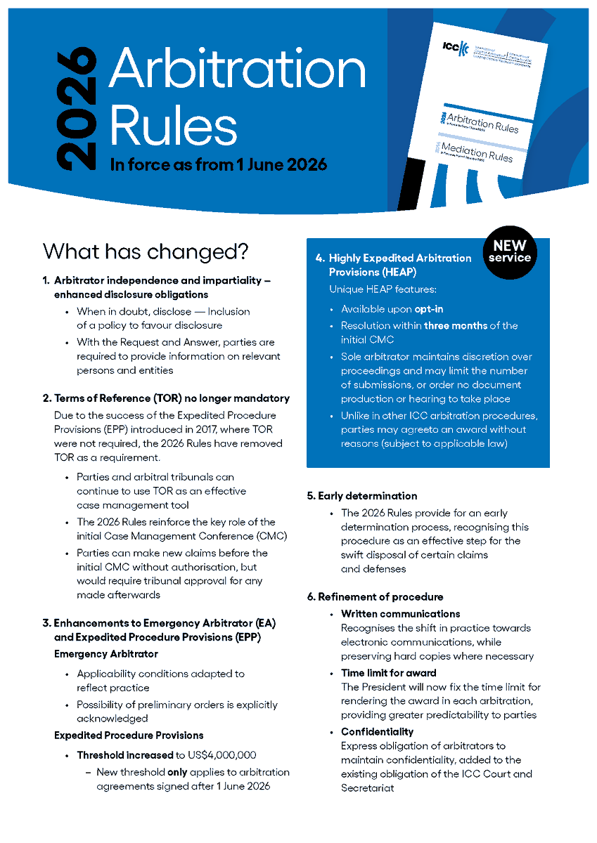 iccwbo's tweet photo. You’re going to want to save this.
We’ve broken down the key changes in the 2026 ICC Arbitration Rules.

More here: https://t.co/d4IZKNlBjy @ICC_arbitration https://t.co/6BJbuJk22H