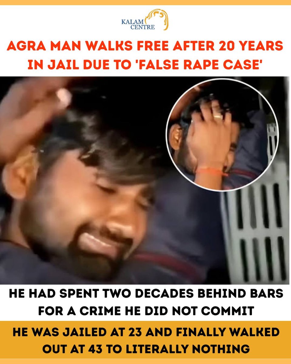 KalamCenter's tweet photo. He entered prison at 23.
He walked out at 43.
In between, an entire lifetime disappeared. 💔

When Vishnu Tiwari stepped out of prison in 2021, it was not the triumphant moment people imagine when someone finally regains their freedom.

It was the moment a man confronted everything he had lost.

For twenty years, he lived behind bars after being arrested in 2000 and later convicted in a case that would eventually collapse in court.

Year after year, he waited.

For justice.

For a hearing.

For a chance to prove his innocence.

Outside the prison walls, life continued.

Children grew up.

Technology transformed the world.

Governments came and went.

Families celebrated festivals and milestones.

But inside, time seemed frozen.

The hardest part wasn't just losing twenty years.

It was losing the people he wanted to return to.

His parents spent years waiting for their son to come home.

They never saw that day.

By the time the Allahabad High Court acquitted him in 2021, saying the evidence could not sustain the conviction, the freedom he received came with a painful truth:

Some losses cannot be reversed.

No judgment can return twenty years.

No court order can bring back parents who died waiting.

No compensation can replace birthdays missed, funerals unattended, and dreams that never got the chance to exist.

His story is bigger than one individual.

It raises difficult questions about justice, due process, and the human cost of delays within legal systems.

Because when an innocent person loses decades of life, the punishment continues long after the prison gates open.

Freedom is precious.

But freedom delayed for twenty years carries a sorrow that words can barely describe.

Vishnu Tiwari did not simply walk out of prison.

He walked into a world that had moved on without him.

And that may be the most heartbreaking part of all.

💔

#VishnuTiwari #Justice #HumanStory #LifeAfterPrison #WrongfulImprisonment #India #RealStories #NeverForget #HumanCost #Truth 💔