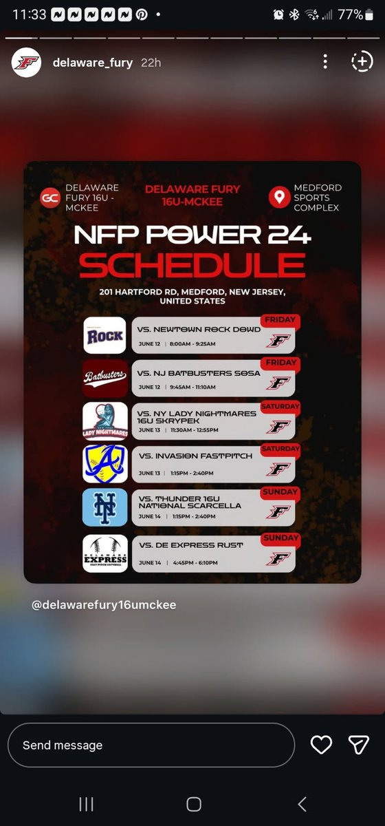 KendallD_29's tweet photo. Good weekend of softball overall. We didn't play our best as a team, but we're learning and getting better each game. I hit my first homerun and 2 doubles on the season.
I'm excited about this weekend's Power 24 tournament in Medford, New Jersey. https://t.co/8a2fsOzHMd