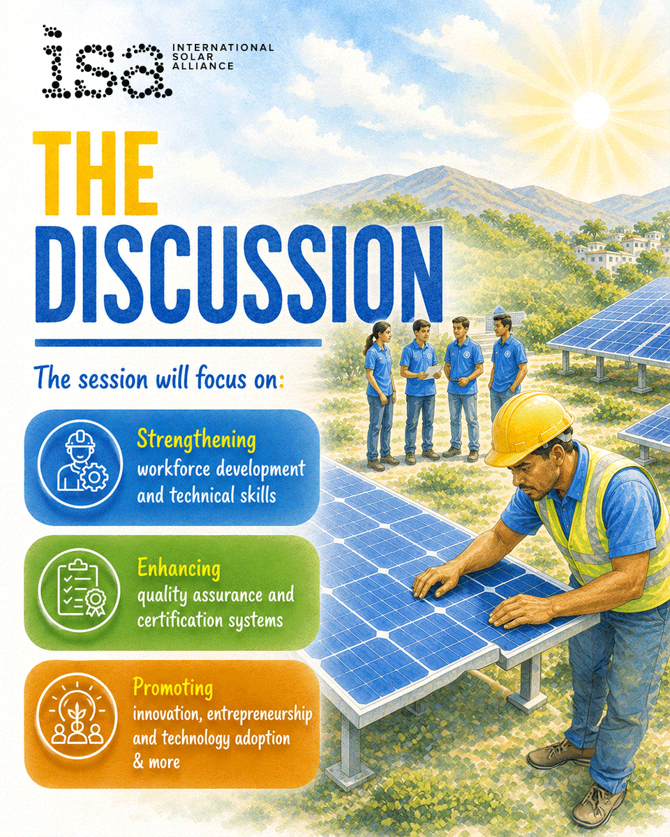 isolaralliance's tweet photo. ☀️🌍 #HappeningToday

As countries accelerate their solar ambitions, building the right skills, institutions, and knowledge networks is essential to delivering sustainable impact at scale.

At the Europe Regional Committee Meeting 2026, policymakers, technical experts, and development partners will come together for "Building a Global Solar Capability Ecosystem: The STAR-C Partnership Model" to explore how collaborative capacity-building initiatives can strengthen local capabilities and support long-term solar growth across ISA Member Countries.

The session will highlight the role of strategic partnerships, innovation ecosystems, and knowledge-sharing frameworks in developing the skilled workforce and institutional expertise needed to drive the next phase of the global energy transition.

📅 12 June 2026
⏰ 09:30 – 11:00 hrs CEST
📍 Brussels, Belgium

🎥 Watch the session live:    https://t.co/3VEPXm1C3U

Stay tuned for key insights on building the human and institutional capacity needed to power a solar-driven future. ⚡

@BMWE_|@ItalyMFA_int| @IndEmbassyBru @Ashish_Khanna|@gurleenk_shares 

#EuropeRCM2026 #InternationalSolarAlliance #STARC #CapacityBuilding #SolarEnergy #RenewableEnergy #CleanEnergy #EnergyTransition #SkillsForSolar #InternationalCooperation #SolarForAll