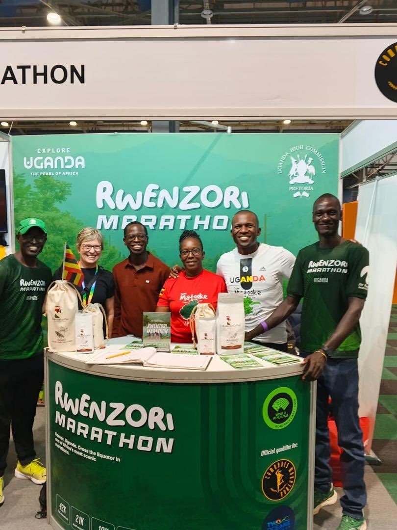MosesRutahigwa's tweet photo. A busy day at the Comrades Expo! 
What was fulfilling was seeing Uganda featured in the 2026 Comrades Magazine, the @RwenzoriMarathon booth, and Ugandan apparel in the stands, a rare sight in 2023. This shows the growing impact our country is having on Comrades. Keep it up, guys. https://t.co/11R1Xxrd51