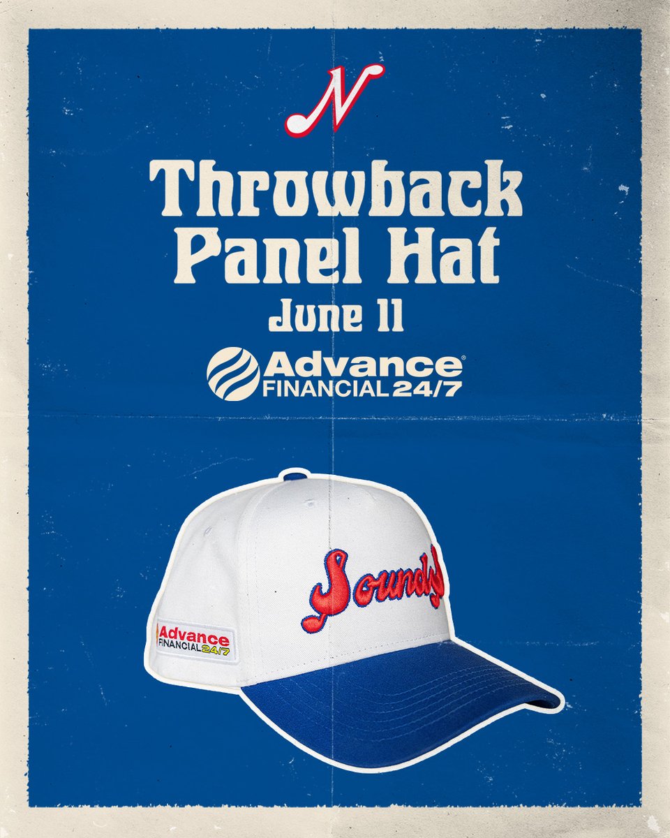 nashvillesounds's tweet photo. The Sounds never go out of style 🧢 Be one of the first 1,000 fans through the gate at tonight's game and get a Vintage Panel Throwback Hat!

🎟️: https://t.co/pgVogwAUKb | Presented by @AF_247 https://t.co/IQLUUJkKKX