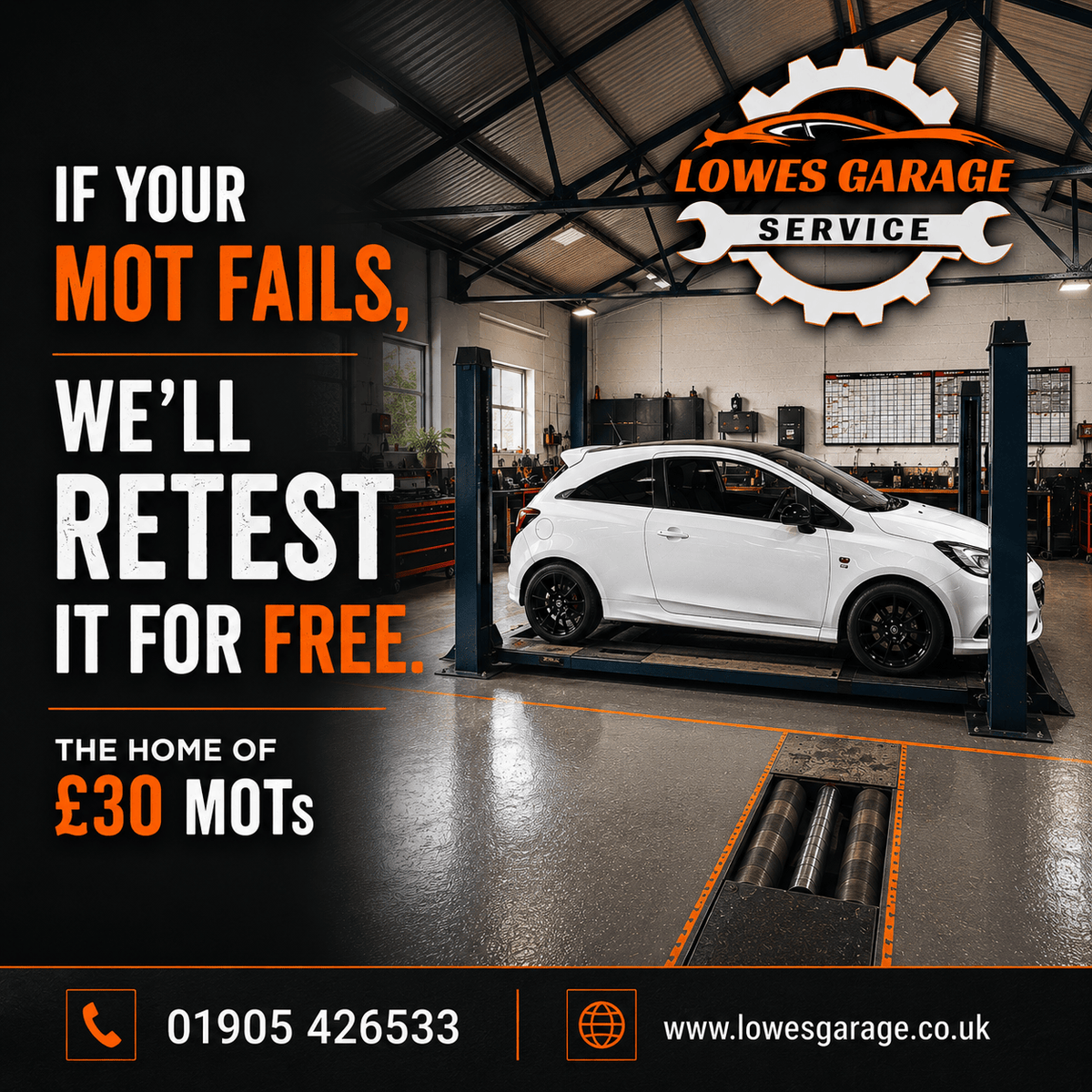 LowesGarage's tweet photo. 🚗 If your MOT fails, we’ll retest it free

It’s just one of the reasons drivers across Worcester trust us for MOTs, &amp; servicing

📅 Book online or call today

📞 01905 426 533
https://t.co/7vxN2NtBNO

#MOT #Car #Worcester #LowesGarage https://t.co/OpnbP6BzwV
