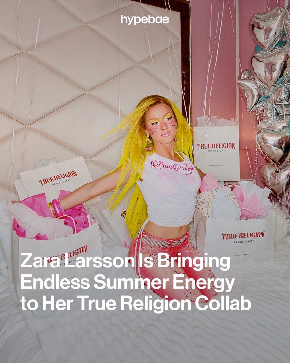 hypebae's tweet photo. @zaralarsson and @truereligion just dropped a collection that is giving us all the summer vibes! 💖🌴 The line features statement denim, graphic tops and crystal embellishment. Will you be picking up any of the pieces?

Imagery: True Religion https://t.co/TauXj82PKV