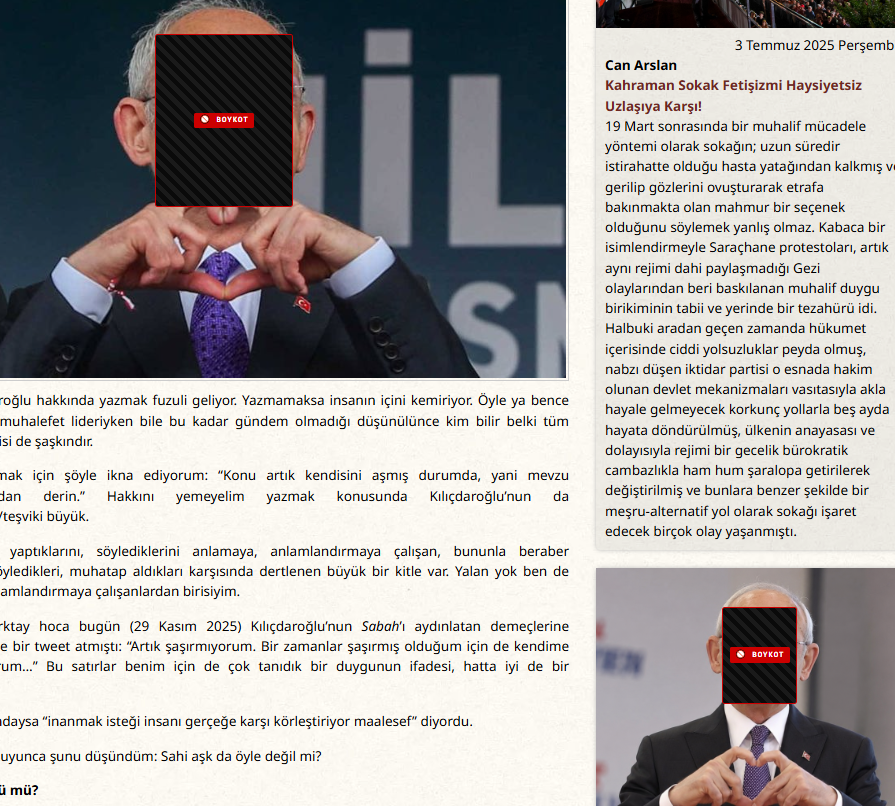 TKRgazete's tweet photo. Tarikpasha isimli içerik üreticisi, Kemal Kılıçdaroğlu'nun yüzünü tespit edince otomatik sansürleyen bir Chrome eklentisi geliştirdi. https://t.co/10wUgDaXi9