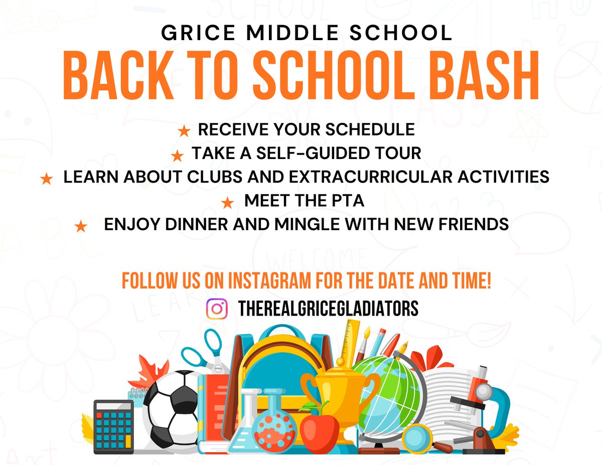 HTSD_Grice's tweet photo. ☀️ We know the heat canceled our 5th grade orientation, but don't sweat it! 😎 All students are invited to our Back to School Bash at the end of summer! @GricePrincipal_ 

✨ Follow our Instagram for the official date and time! https://t.co/XBZsmWeBxz