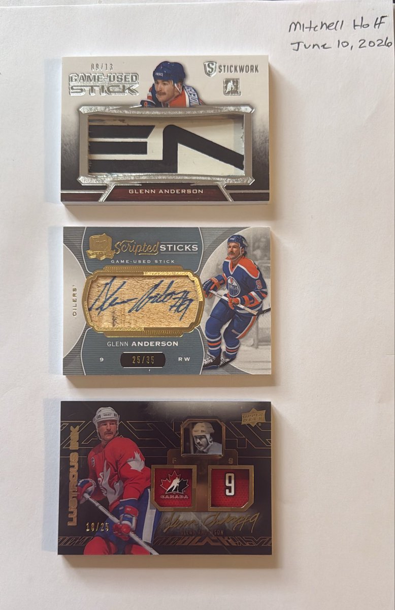 Holt49's tweet photo. Glenn Anderson For Sale

Leaf Game Used Stick….$125
The Cup Scripted Sticks….$100
Black Lustrious Ink….$125 https://t.co/39vxSOxfSA