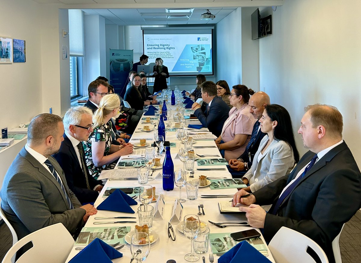 KasGeneva's tweet photo. On the margins of #COSP19, together with @kas_ny &amp; @URGthinktank, we launched our latest report on disability rights in New York. We are grateful for a fruitful discussion with @Cfuentesjulio, ASG for @UNHumanRights, Jürgen Dusel, #OPDs, civil society, Member States &amp; UN agencies https://t.co/4QegtZCTS1