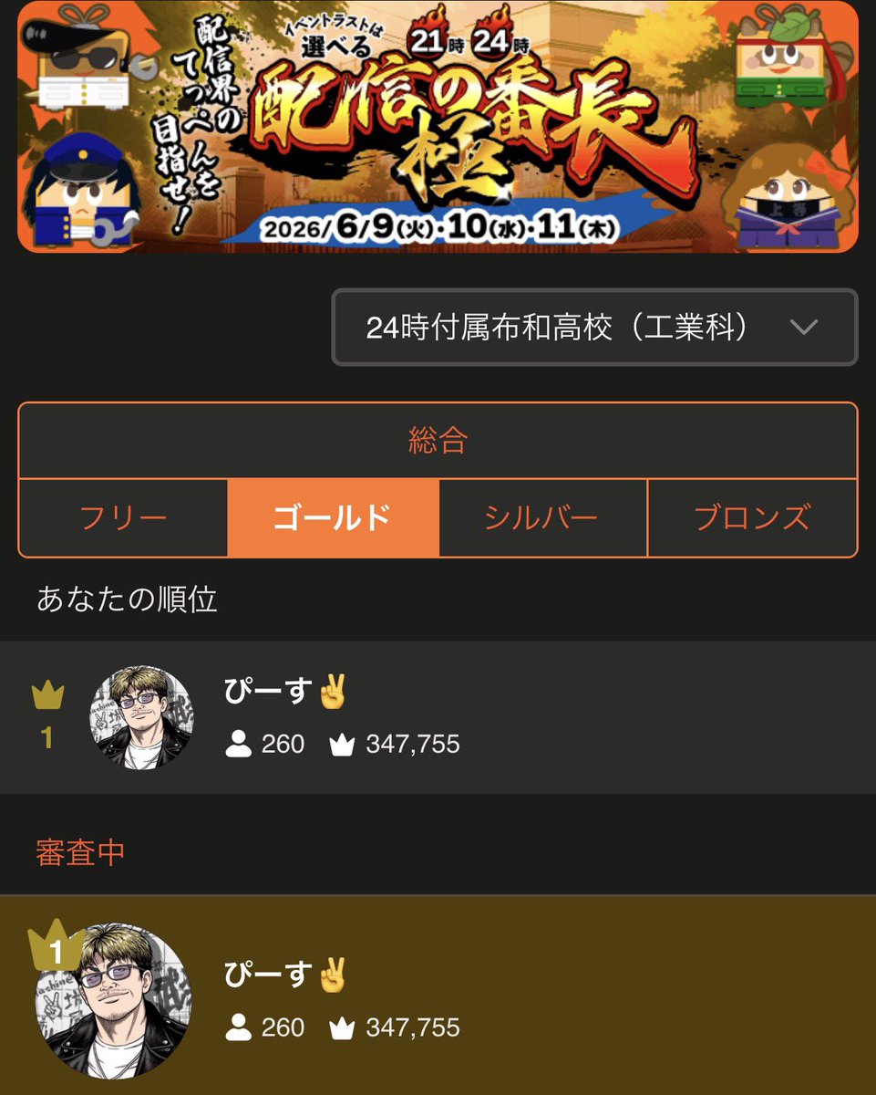peace_2_'s tweet photo. 番長イベ

おかげさまで【1位】になれました

いつも応援してくれて本当にありがとう！
これからも楽しくやってくので時間のある時に遊びに来てくれると嬉しいです https://t.co/LjrgbpdYl7