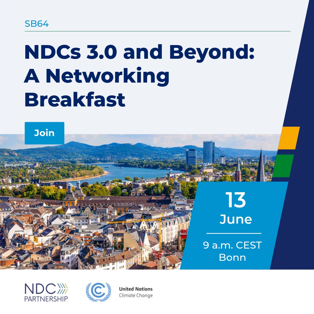 ndcpartnership's tweet photo. Countries are driving climate action, and partnerships help unlock what’s possible.

Join the UNFCCC secretariat and NDC Partnership for a member reception on how countries are turning NDCs into real-world action — and what it actually takes to deliver.

Hear directly from countries and partners on what’s working, what’s surprising them and what’s still proving challenging on the ground.

Learn more ➡️ https://t.co/BqkteJ88NK