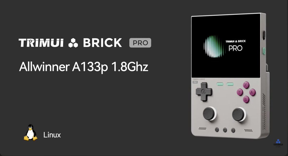 stufflistings's tweet photo. 2 new retro handheld consoles have been announced.

3.2-inch IPS screen, dual hall-effect joysticks, ALPS action buttons, customizable RGB, Snapdragon G2 Gen 1 on the expensive model, and CNC Aluminum alloy build.

The TRIMUI Brick Hammer Pro U and Brick Hammer Pro... https://t.co/o6NDZs6PqZ