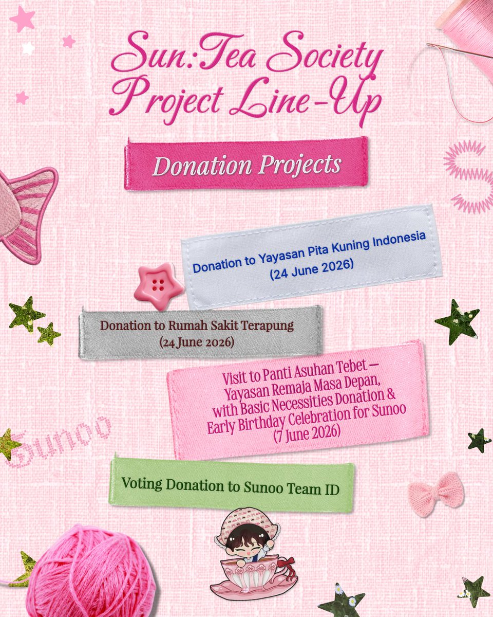 sunooprojectid's tweet photo. 🎀 Sun:Tea Society Project Line-Up 🫖

With the love and support of ENGENEs and Baragis, we're delighted to share the projects that have been confirmed for SUNOO's birthday celebration. 💌✨

Each project is our way of celebrating SUNOO and sharing the joy, warmth, and kindness he inspires. 🤍

Thank you for being part of this little journey and for helping us bring these projects to life.

There's always a seat waiting for you at our tea table. ☕🍓

( ˶ᵔ ᵕ ᵔ˶ ) 🎀✨

#SUNTEASociety #SUNOO #선우 #ENHYPEN #엔하이픈 #ENHYPEN_SUNOO #엔하이픈_선우 @ENHYPEN @ENHYPEN_members