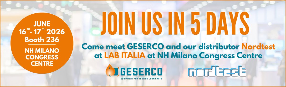 geserco's tweet photo. 5 days to go before Lab Italia 2026!

We will join Nordtest at Booth 236 in Milan.

Discover the DPOT™: our laboratory-grade solution for fast, reliable water content analysis in oils, fuels &amp; solvents.

Meet our team, exchange with industry experts and see the DPOT™ in action. https://t.co/5OT7nbcN9z