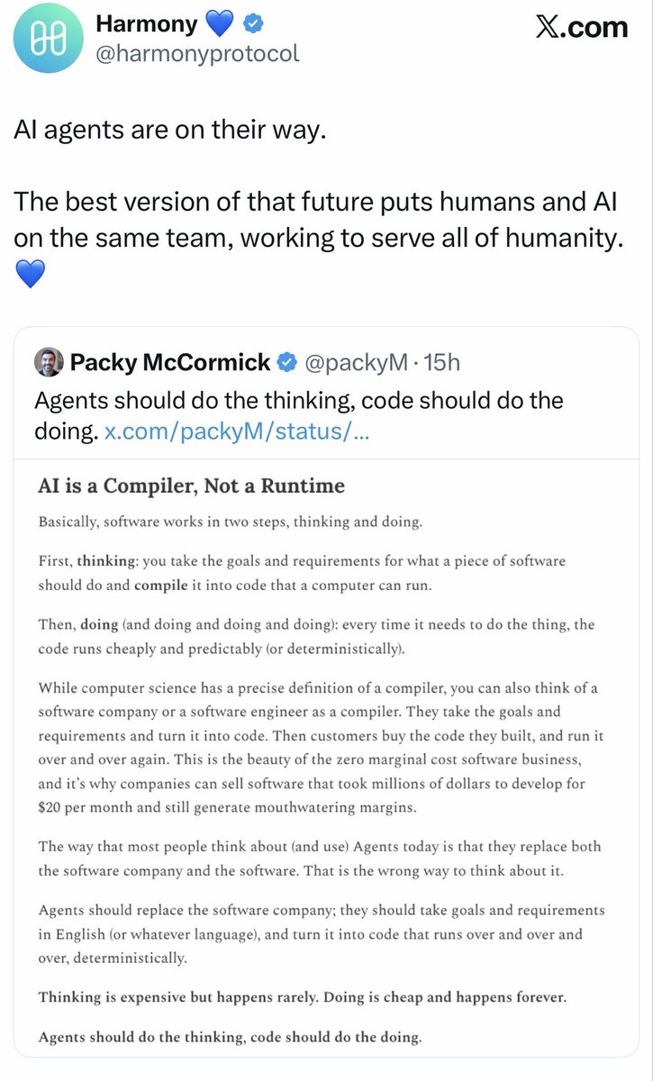 kratos_harmony's tweet photo. .@harmonyprotocol x AI agents are on their way. 

The best version of that future puts humans and AI on the same team, working to serve all of humanity. 💙

Keep building team 🚀 https://t.co/NnMDzoLRMT