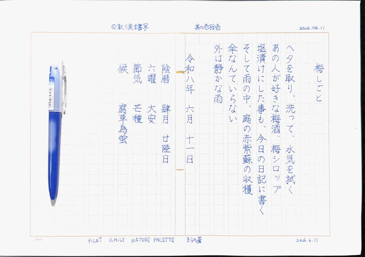 silvertears's tweet photo. こんばんは。
今夜もお題をありがとうございます。
学生の頃、宅飲みする時にいつもチョーヤの梅酒を買ってくる友達がいました。瓶の底の梅を好んで食べる奴でした。
#取り戻す書写 其の壱拾壱
6/11.12は #梅酒の日 #傘の日 #日記の日 #恋人の日
#梅仕事 #書写
#InkScan https://t.co/hDg5htuIEs