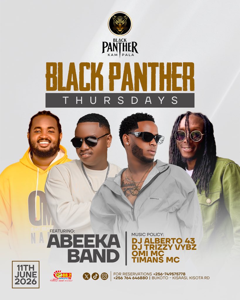 djalberto43's tweet photo. Thursday special @BlackPantherKla !

We are launching the weekend mode,@Abeeka_band will kick start the party then after we elevate it.

See you there. https://t.co/xJhg4GlKq1