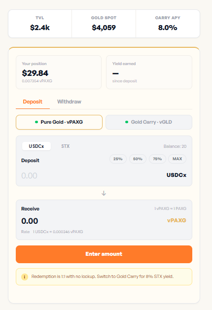 gzani's tweet photo. 72 hours since VoltFi went live on mainnet.
First depositors are testing with small amounts, exactly what a pilot is for.
18 months of building condensed into one number on a screen. We're just getting started. https://t.co/wRN84kEcem