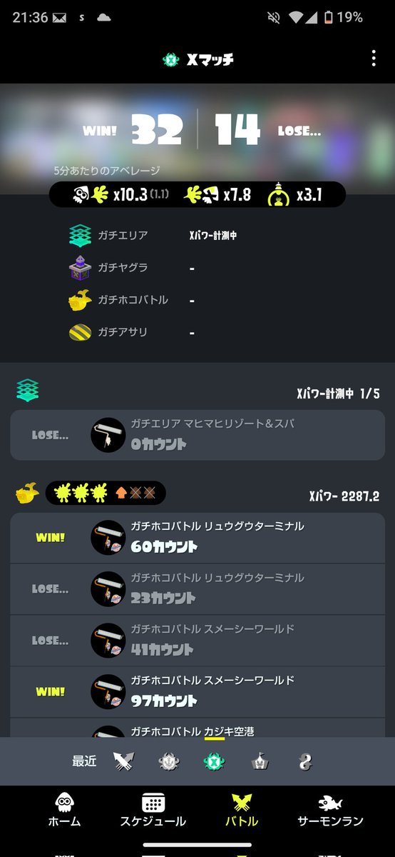 myuu_spl's tweet photo. Xマッチとオープンの勝率の差がひどい https://t.co/Gztj4Zmmrh