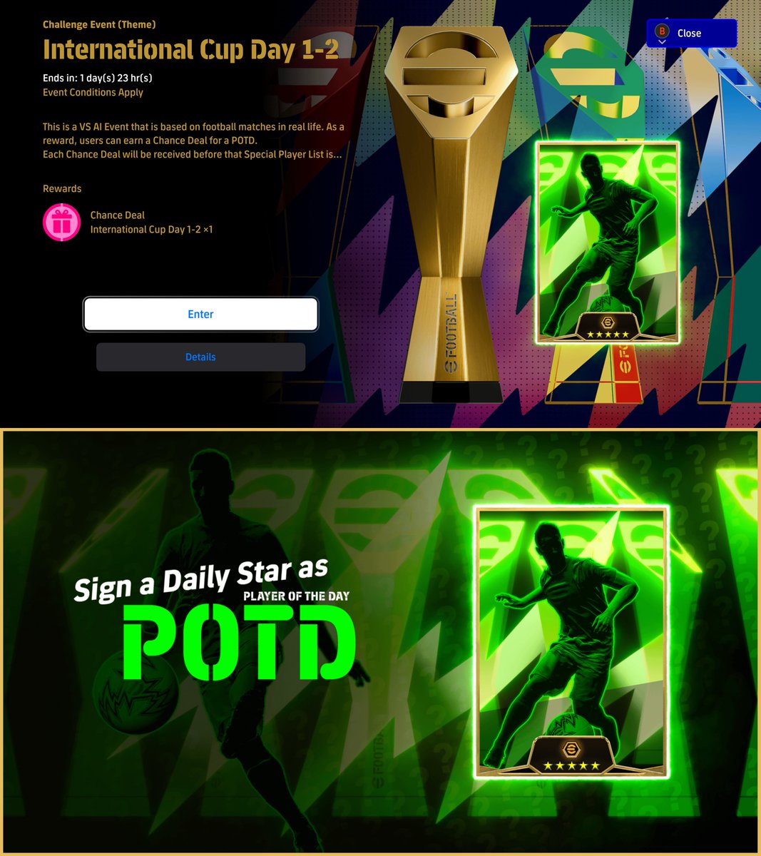 eFHUBx's tweet photo. ⏰ 48 hours. That's all you get to sign each POTD! Daily Special Player Lists featuring tournament standouts, live from Saturday. Some may even reappear as Show Times starting 18/06/2026. #eFootball https://t.co/VapKA2ryEE