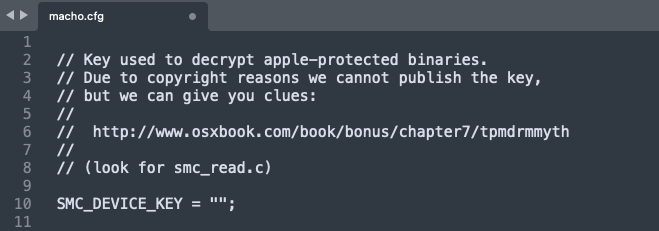 patrickwardle's tweet photo. Didn't realize @HexRaysSA's IDA has a config to decrypt Apple-protected binaries - neat! 

Even better, Hopper does it automatically 🙌🏼

btw 🔑 is :  "ourhardworkbythesewordsguardedpleasedontsteal(c)AppleComputerInc" 

@ninja_binary, this would be a great feature to add 🍎🔓 https://t.co/fvyDWaVeX0