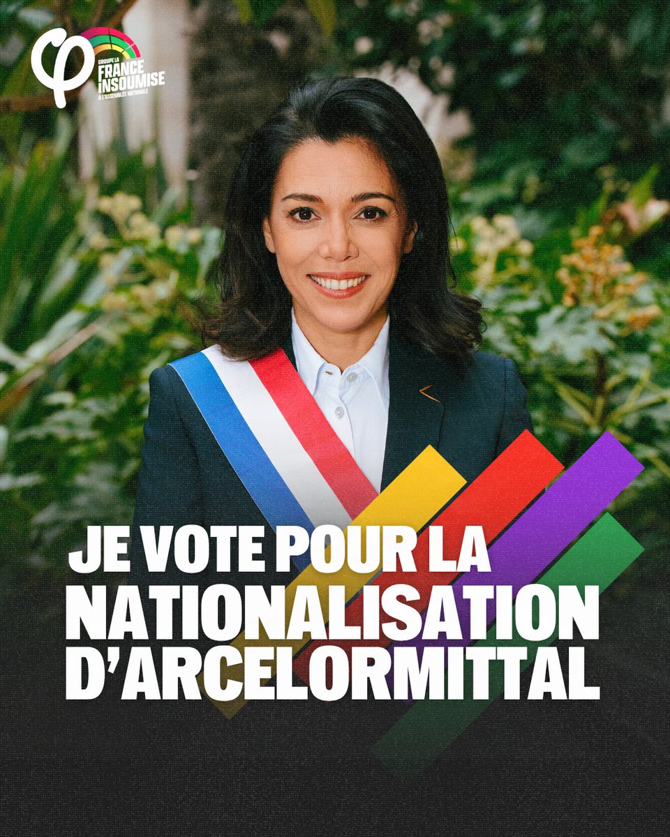 chikirouparis's tweet photo. "Du métal sans Mittal !" 

Pour défendre la souveraineté industrielle de la France, je vote pour la nationalisation d'ArcelorMittal avec le groupe @FiAssemblee. 

#ArcelorMittal