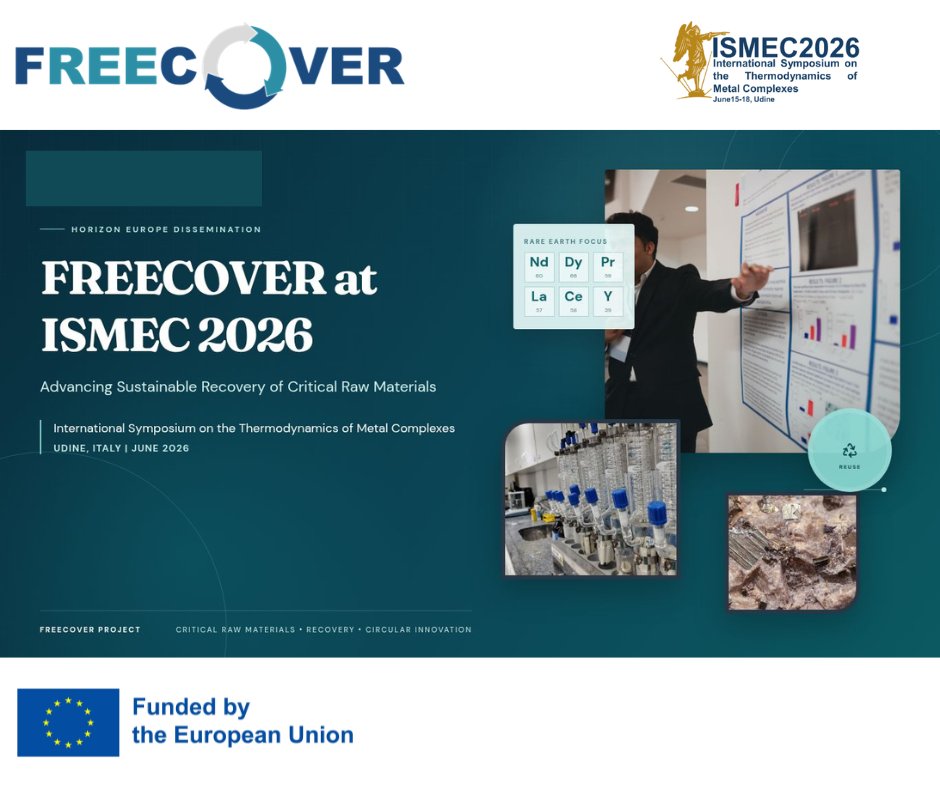 freecover_EU's tweet photo. 🌍 #FREECOVER partners will contribute to the International Symposium on Materials for Energy and Circular Economy (#ISMEC2026), taking place in #Udine, #Italy.
🔗 Join the discussion:
https://t.co/2hG8hxz8XQ https://t.co/ynqSKr0Loc