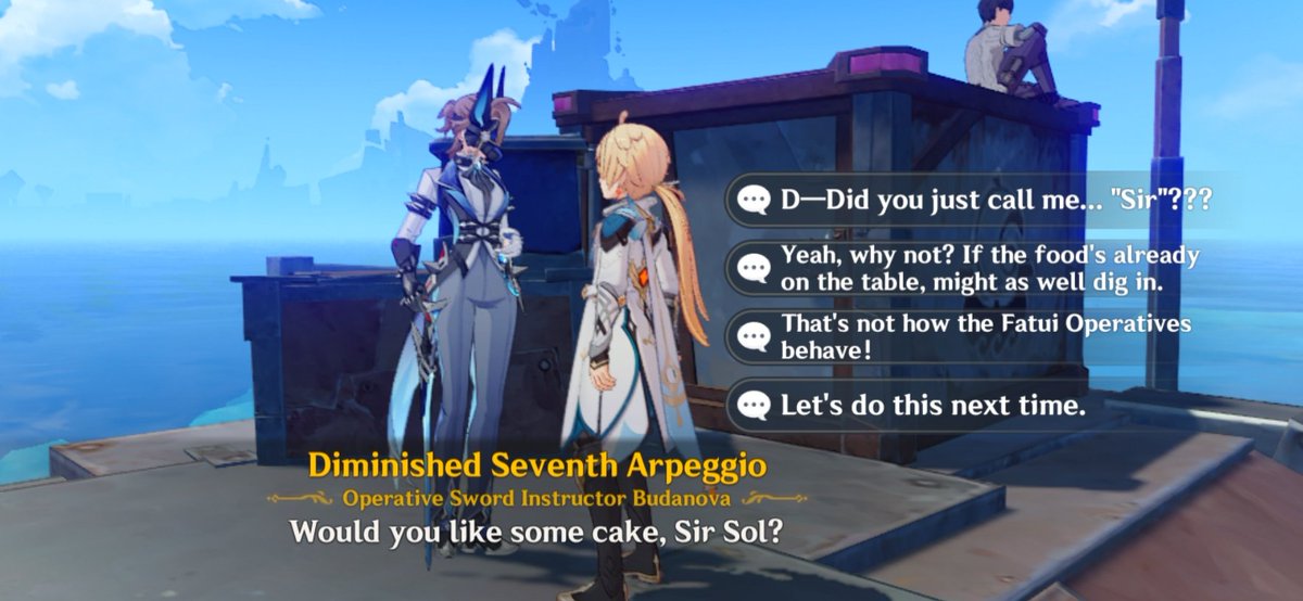 MrJummpy's tweet photo. Aether gets addressed as Sir by Arlecchino's troops. 

#Arlether https://t.co/IxpLrQRX9X