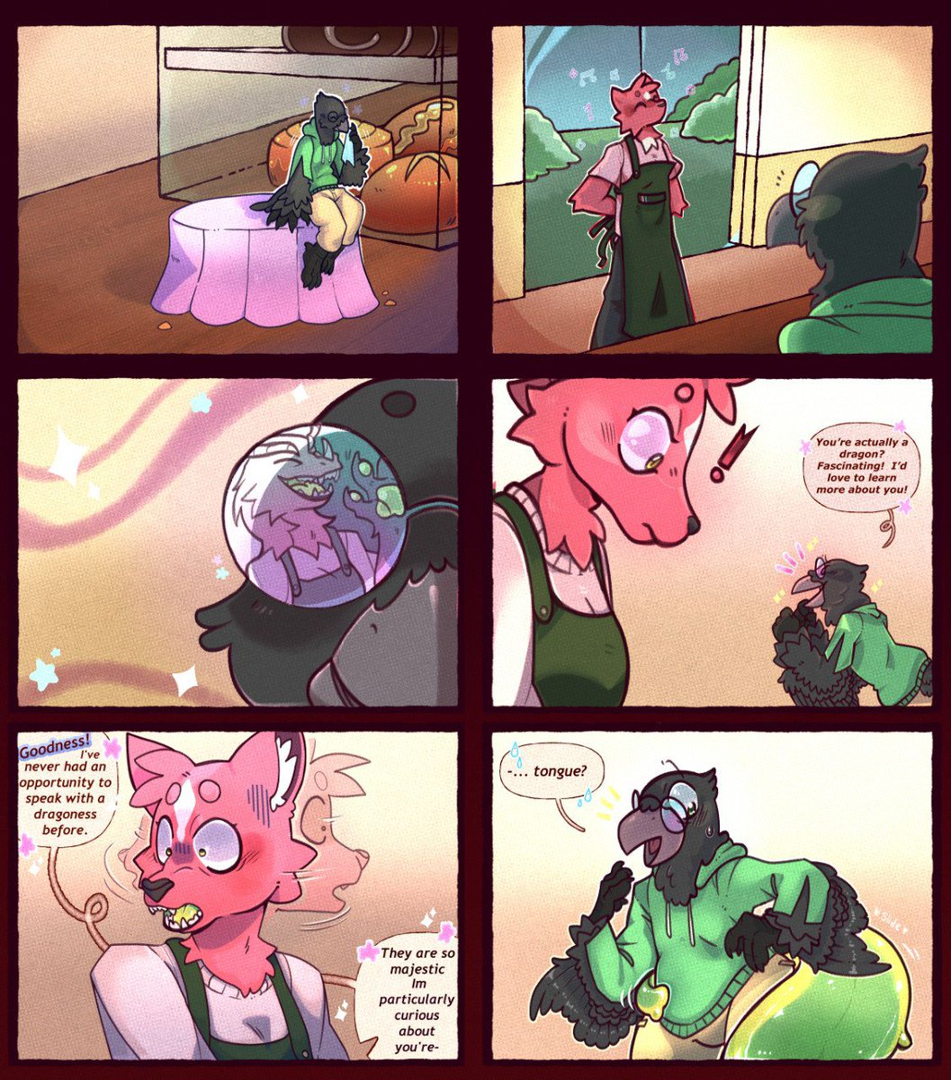 panic_dragon's tweet photo. Here's a short comic/commissions for @ZakuraTech like Fanwen the fox/dragon!

and for @AxelShadus as simon the bird!!-^^-

It took me a while to finish it, but I hope you like it!!♡♡♡ https://t.co/UXptNEF1ZY
