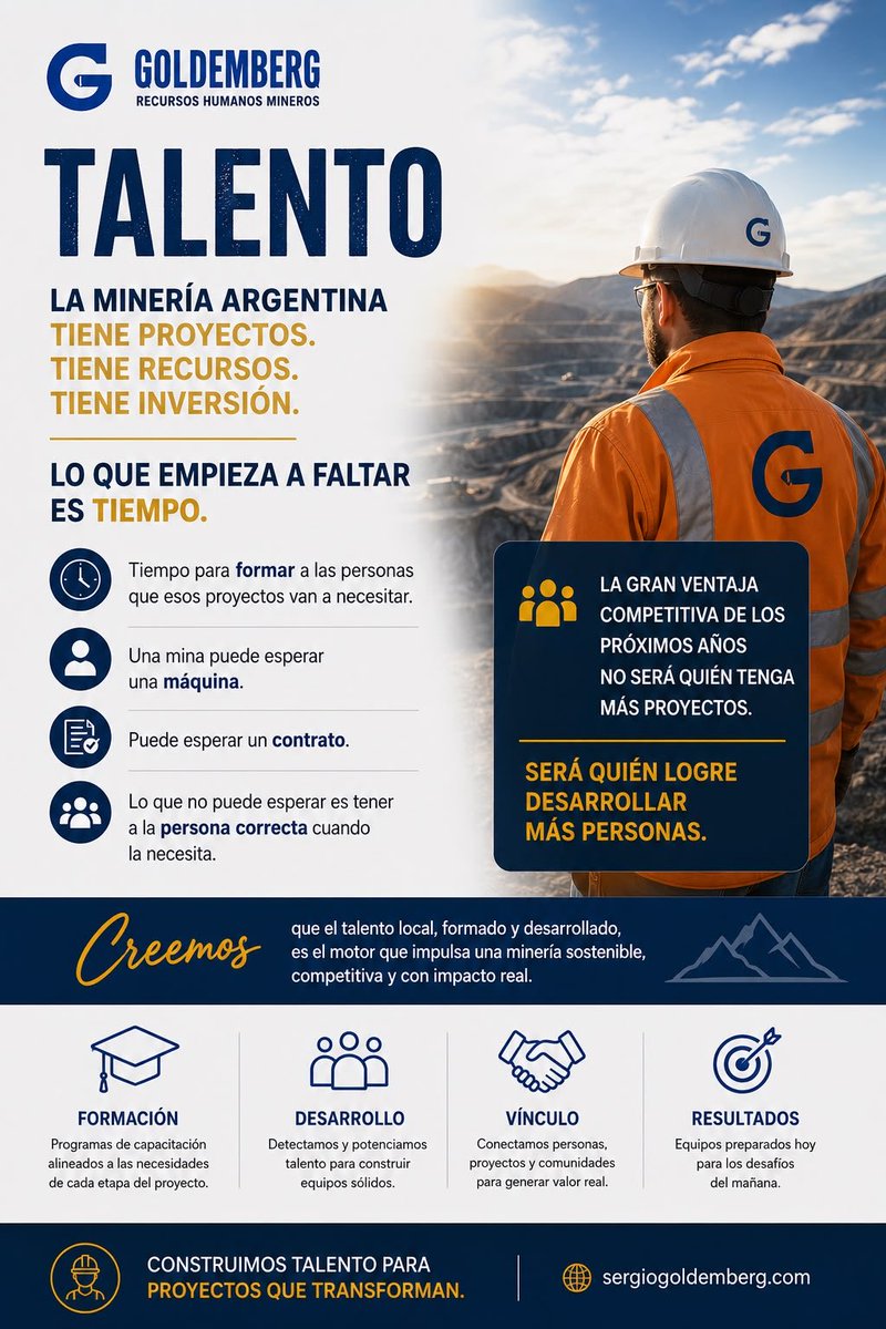 sgoldem's tweet photo. La próxima gran discusión de la minería argentina no será geológica.
Será educativa.
Quien entienda esto primero tendrá una ventaja enorme.
#MineríaArgentina #TalentoMinero https://t.co/gBs2Xr8iNd