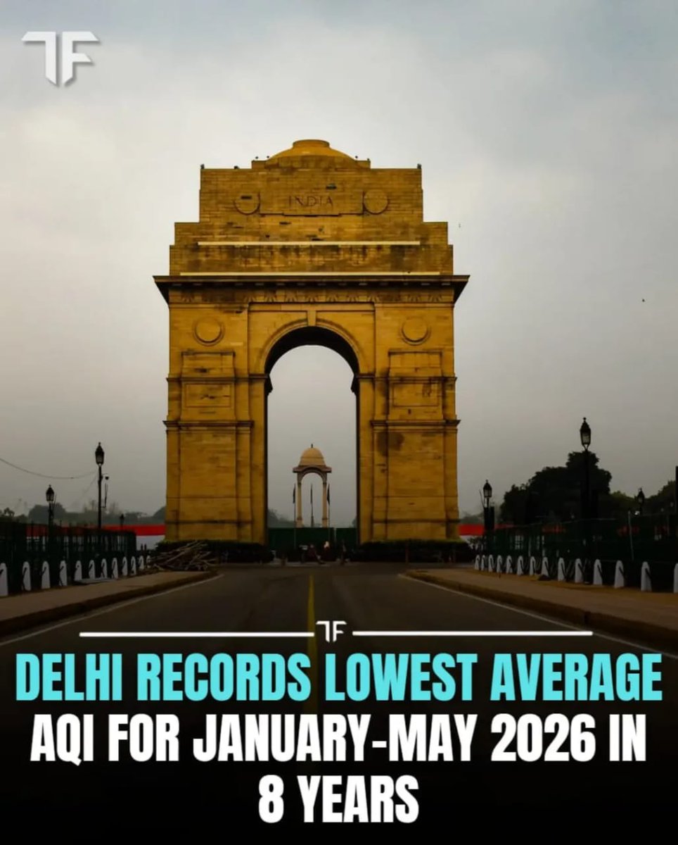 Manju__th's tweet photo. दिल्ली की जनता ने वर्षों तक प्रदूषण पर सिर्फ बयानबाज़ी सुनी, लेकिन अब परिणाम देख रही है। जनवरी–मई 2026 में पिछले 8 वर्षों का सबसे कम औसत AQI यह साबित करता है कि नीयत साफ हो तो बदलाव संभव है। #DelhiAirImproves https://t.co/F93f80k38h