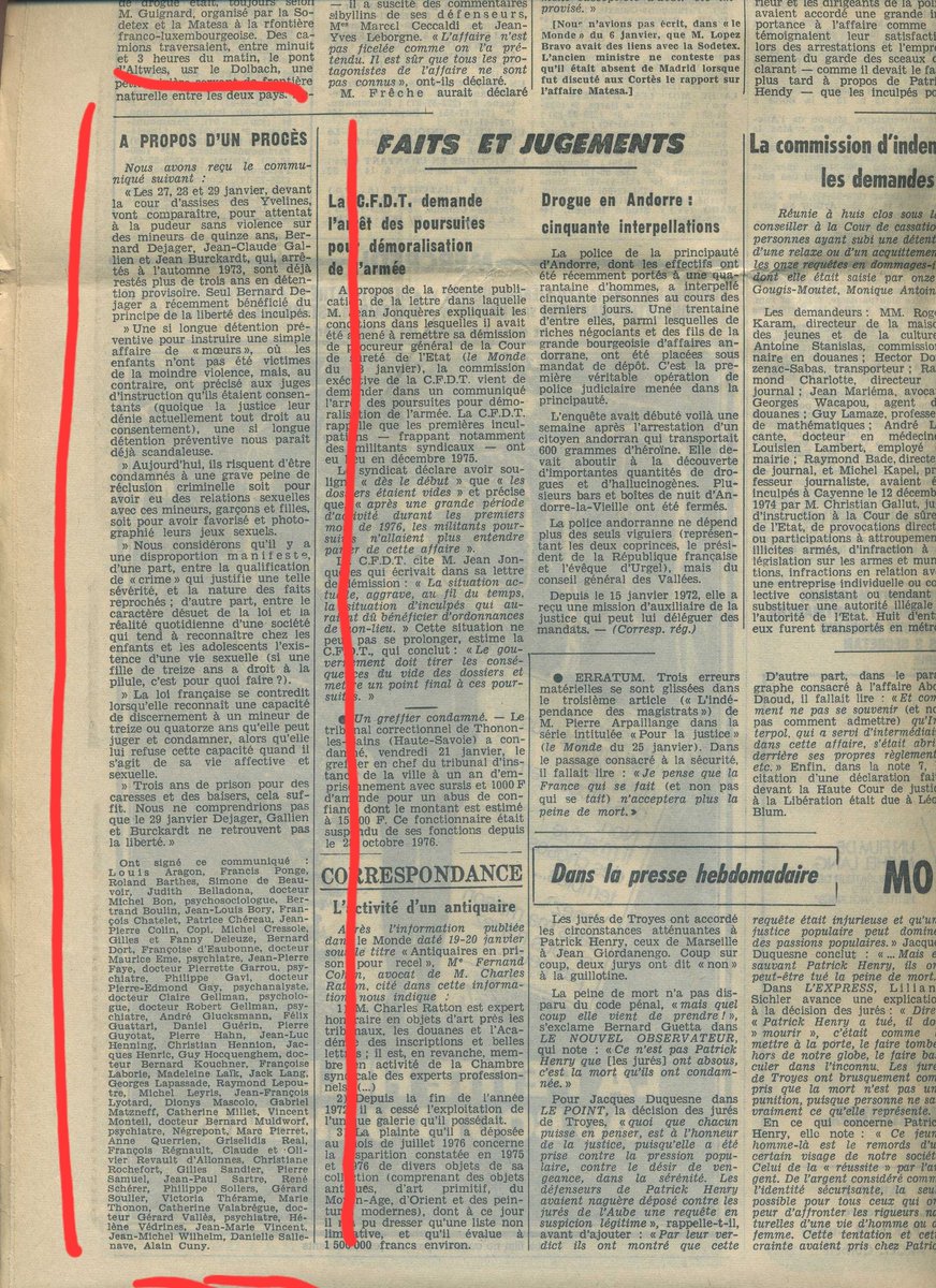 BabinetCharles's tweet photo. @VictorSinclair3 @libe Tribune pro-#pédophile publiée dans @lemondefr et @libe le 27 janvier 1977
Signataires (partiel) :
Aragon
Simon de Beauvoir
Patrice Chéreau
André #GLUKSMANN
Bernard #KOUCHNER
Jack #LANG
Gabriel #MATZNEFF
JP Sartre
René #SCHÉRER
Philippe #SOLLERS https://t.co/nzJMVtfDvk