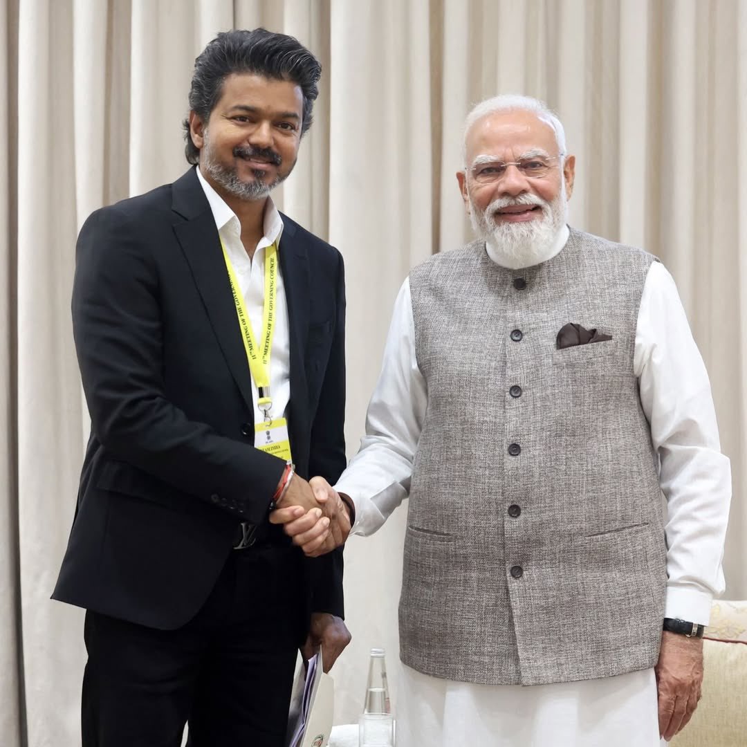 ActorVijayTeam's tweet photo. Met Tamil Nadu CM Thiru. C. Joseph Vijay during the NITI Aayog Meeting. - @narendramodi via Instagram. https://t.co/T7BldU2UK8