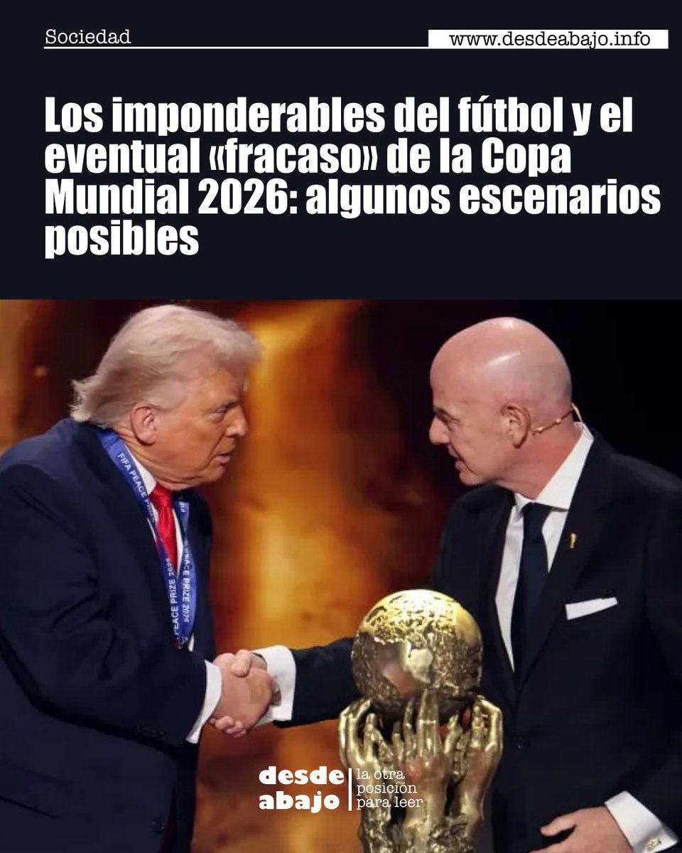 desdeabajo_info's tweet photo. #Sociedad ⚽| La Copa Mundial de la FIFA 2026 fue sistemáticamente diseñada y promovida por sus organizadores y patrocinadores como un macroevento elitista y excluyente en esencia.
https://t.co/B5txl3qW7p
#Fifa #Monopolio #Negocio https://t.co/SGeV9SphwF