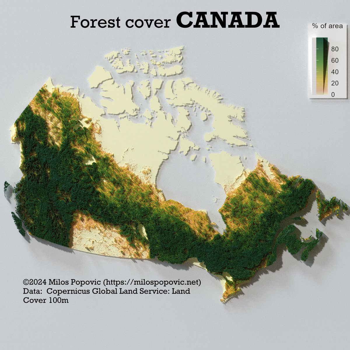 milos_gis's tweet photo. Canada looks like it planted a beautiful green lawn, then America leaned over the fence with a giant lawnmower and shaved off the southern edge. https://t.co/4PZWXDvRSi