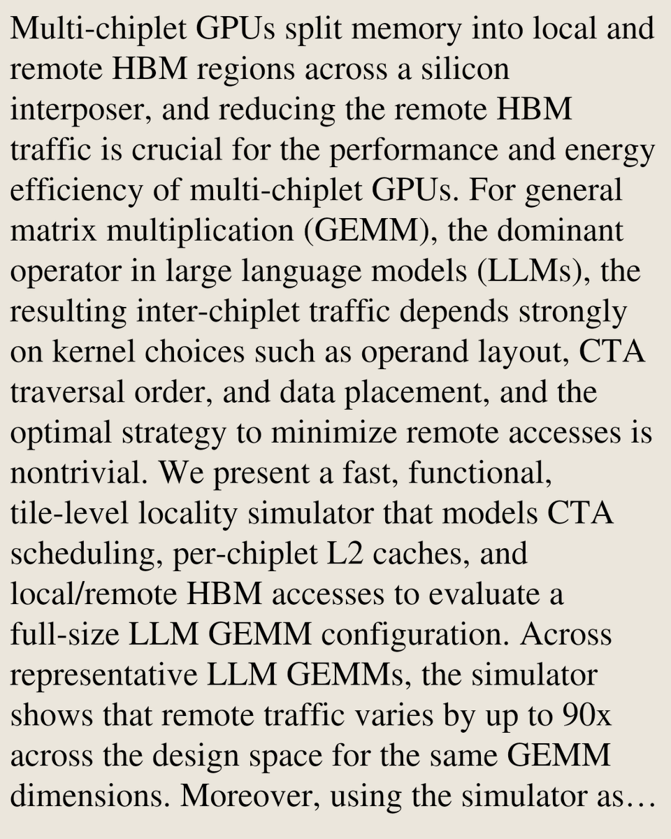WWVY's tweet photo. A Fast Locality Simulator for GEMM Design-Space Exploration on Multi-Chiplet GPUs

Euijun Chung, Hyesoon Kim
https://t.co/GtL3hapLlY [𝚌𝚜.𝙰𝚁] https://t.co/EMErkZVDoS