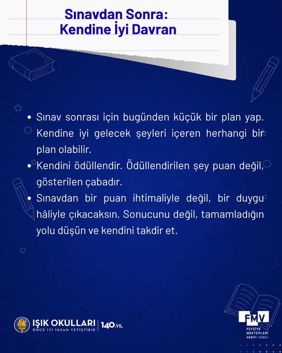 fmvisikokullari's tweet photo. LGS’ye sayılı günler kala...

Kendinize, emeğinize ve bugüne kadar biriktirdiklerinize güvenin. Unutmayın; başarı yalnızca bir sonuç değil, emekle yürüdüğünüz yolculuğun kendisidir.

FMV Işık Okulları olarak LGS’ye girecek tüm öğrencilerimize başarılar diliyoruz. https://t.co/0VA98f3HvV