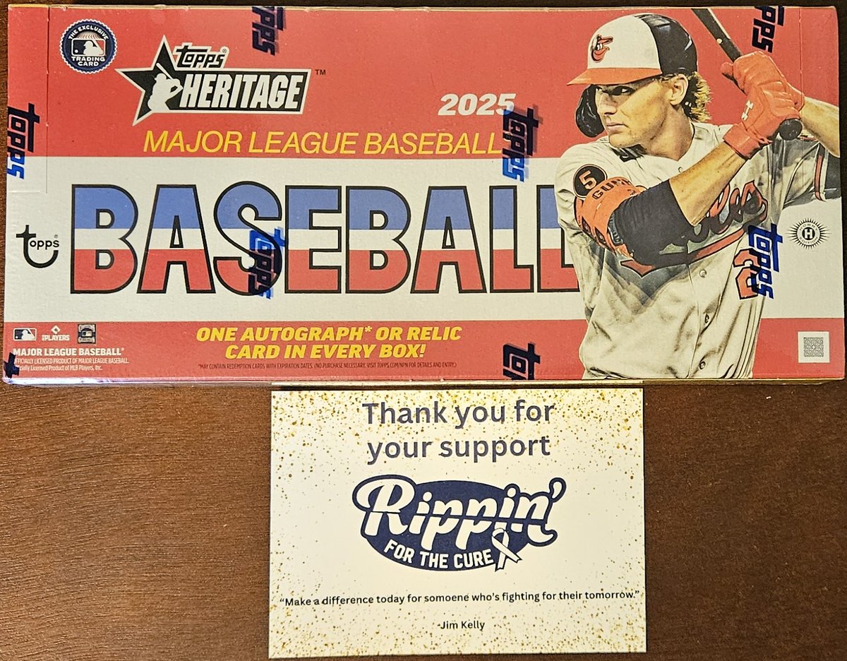 JfkCards's tweet photo. First box was a 2025 Topps Heritage Hobby Box from the #RippinForTheCure #MegaBreak from @eshecker https://t.co/8WQg2sCUW6