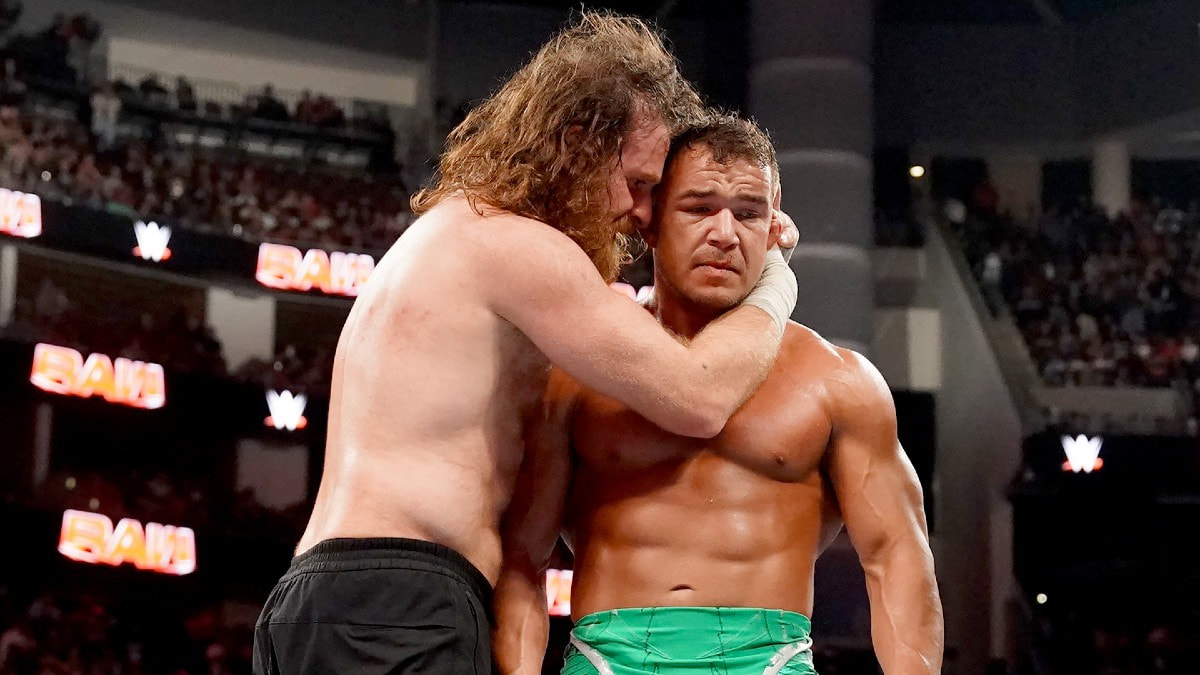 ProWFinesse's tweet photo. Two of the most interesting characters in WWE right now.

Sami Zayn &amp; Chad Gable. https://t.co/vYQOkXe5sd