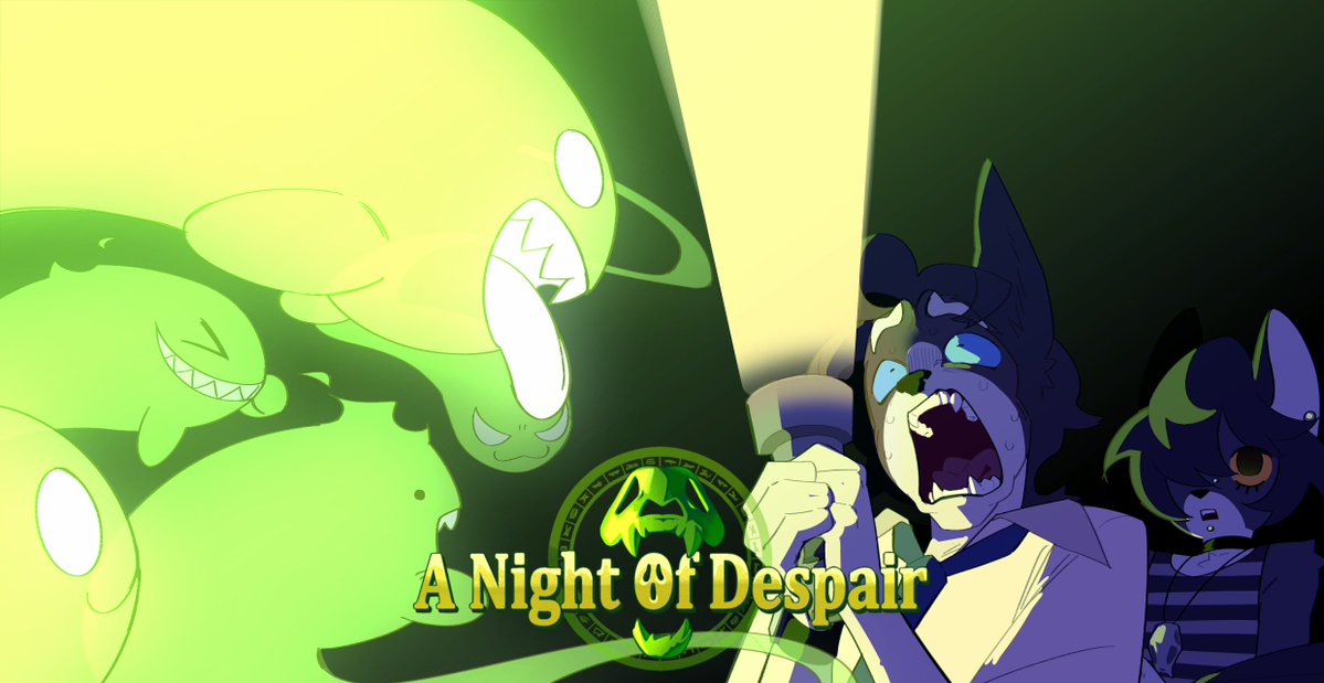noirzvault's tweet photo. Alright, finally I can elaborate on this further! 
My next project, A Night Of Despair, is an RPG Maker horror comedy game about Detective Dean and his boss, Detective Miles, going on an investigation on an abandoned building where a murder happened a day prior- https://t.co/MYhDLqAVlf