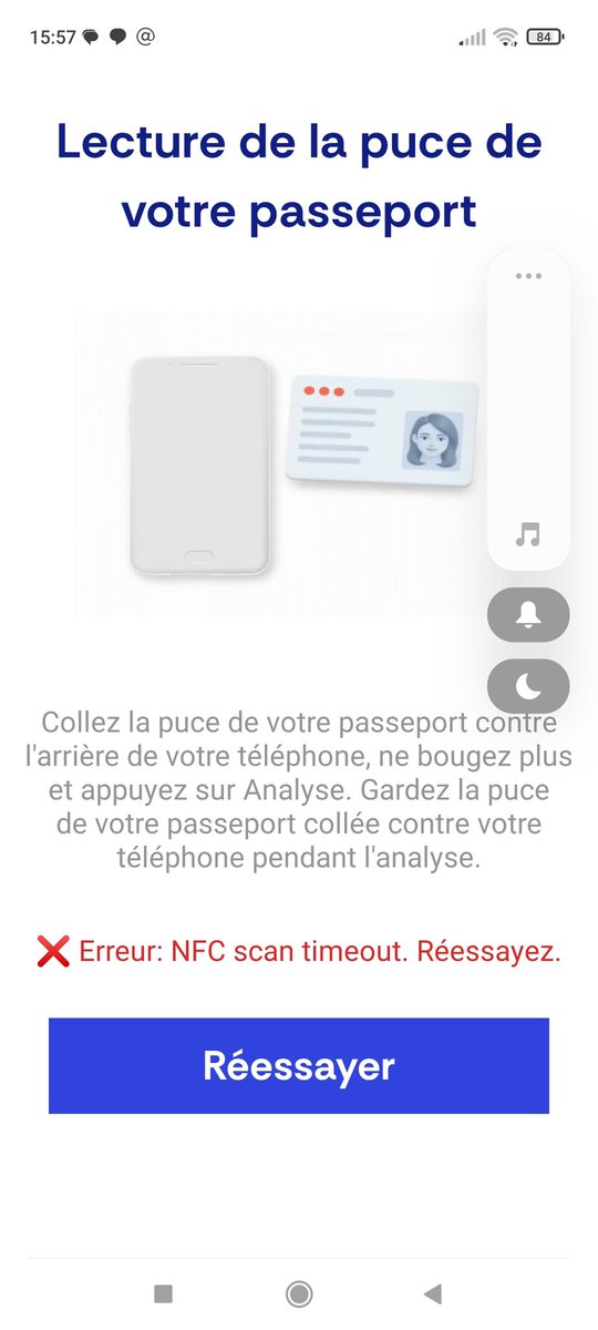 IsaWatt9's tweet photo. @lasouveraine6 @RobJardin Bonjour, alors déjà lorsque je vais sur la page où on est censé scanner, moi il n'y a aucune animation, pas de glissement de la carte vers le téléphone. Et voilà ce qui s'affiche : https://t.co/t5h4BgTDlw