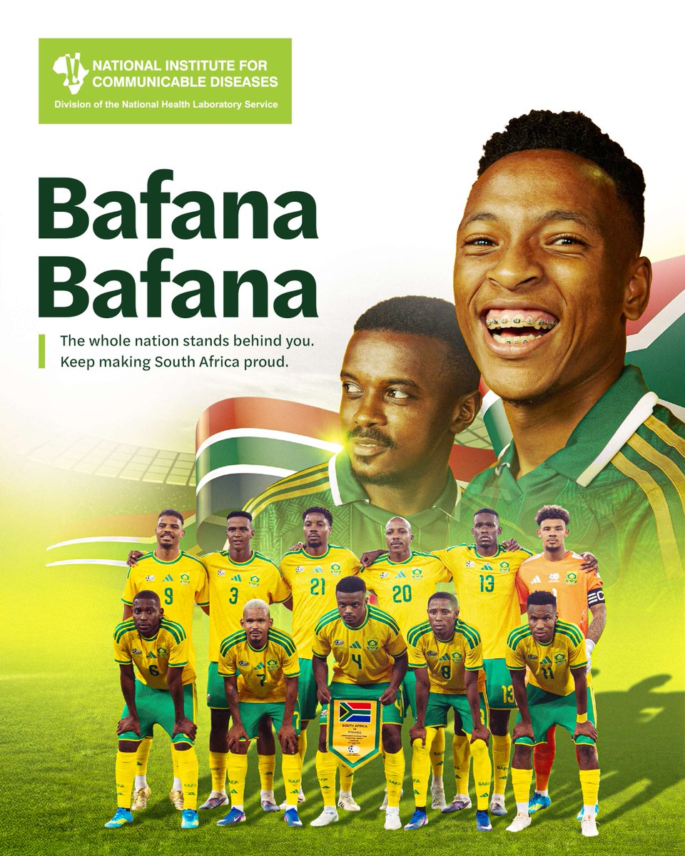 nicd_sa's tweet photo. Good luck, Bafana Bafana! 

The whole country is behind you as you take on today's World Cup tournament. Play your game, trust the process, and make us proud. https://t.co/Trsaf2ZlMa
