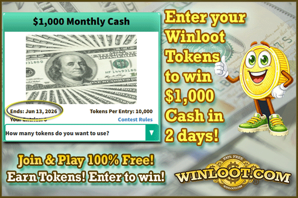 Winloot's tweet photo. #GiveawayAlert⌛
The next $1,000 Monthly Cash prize drawing ends in just 2 days!!!💸

✔️Play Winloot: https://t.co/G7Keqf7M9r
✔️Earn Tokens!
✔️Enter to #win!
💯100% FREE!🆓 https://t.co/iQC06HWLx9